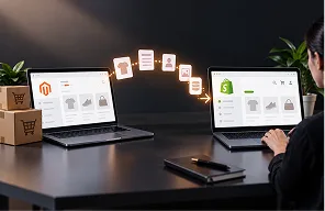 Store data moving from a Magento storefront across to a Shopify storefront
